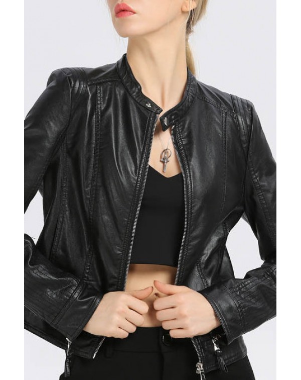 Stand Up Collar Motorcycle Jacket