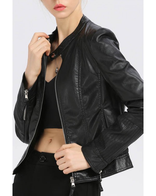 Stand Up Collar Motorcycle Jacket