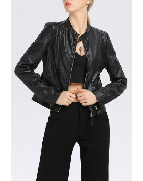 Stand Up Collar Motorcycle Jacket