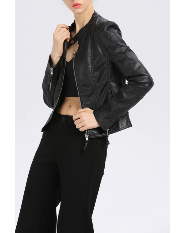 Stand Up Collar Motorcycle Jacket