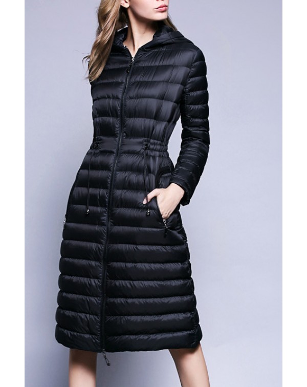 Hooded Zipper Down Coat