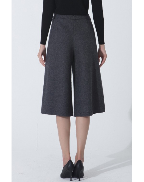 Dark Wide Leg Wool Pants