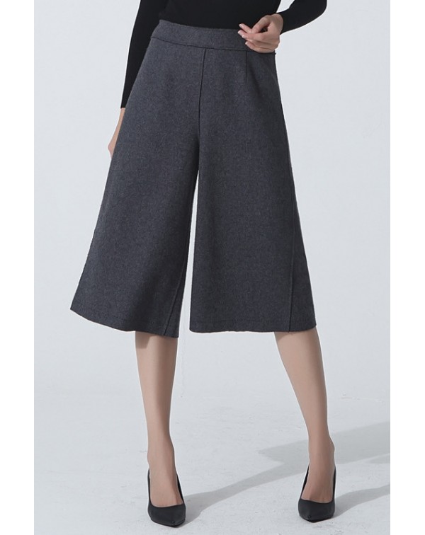 Dark Wide Leg Wool Pants