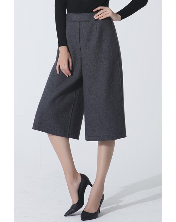 Dark Wide Leg Wool Pants