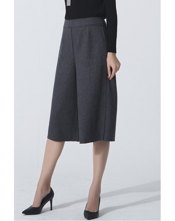 Dark Wide Leg Wool Pants