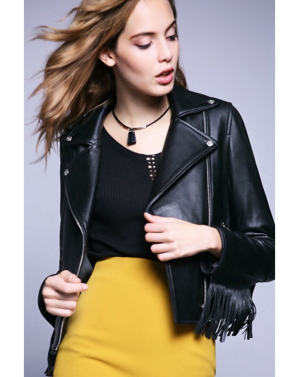 Tassel Zipper Moto Jacket