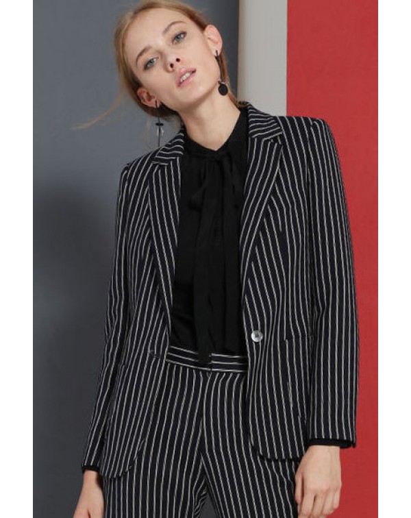 Single Button Striped Blazer