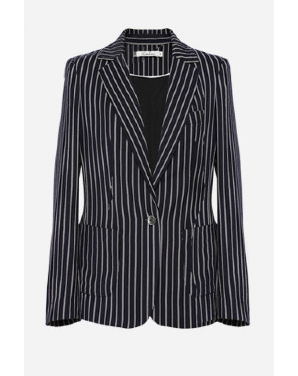 Single Button Striped Blazer