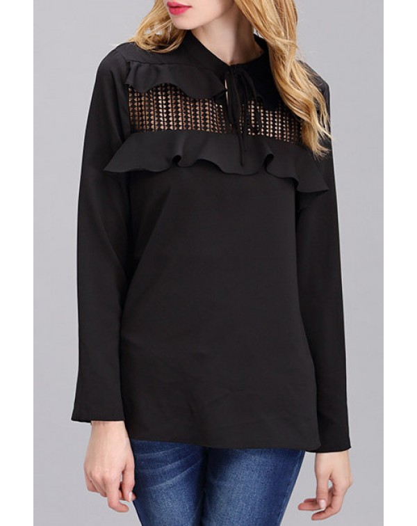 Hollow Ruffled Blouse