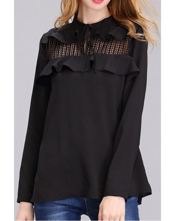 Hollow Ruffled Blouse