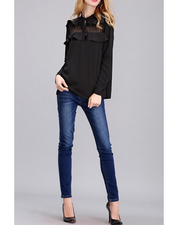 Hollow Ruffled Blouse