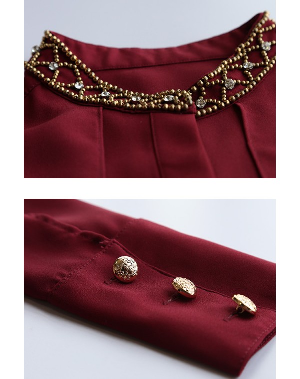 Burgundy Beaded Shirt