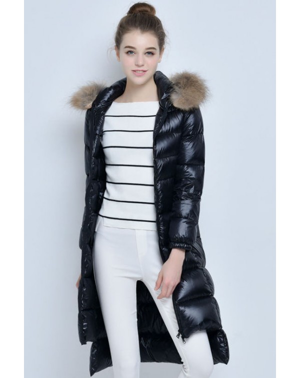 Furry Hooded Down Coat