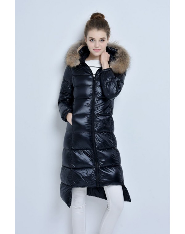 Furry Hooded Down Coat