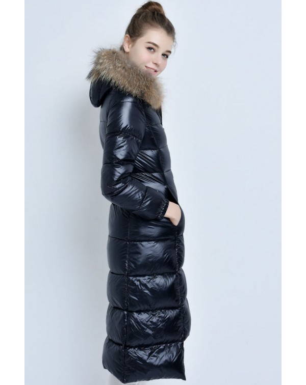 Furry Hooded Down Coat