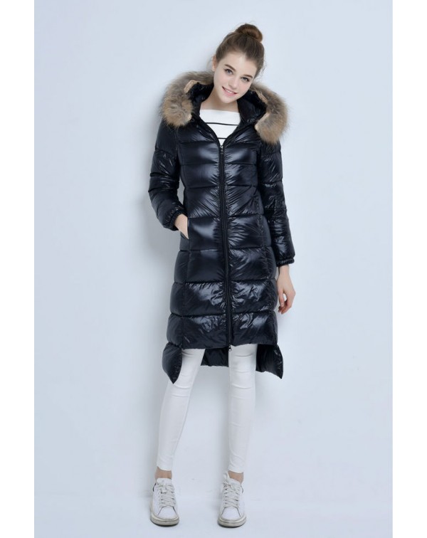 Furry Hooded Down Coat