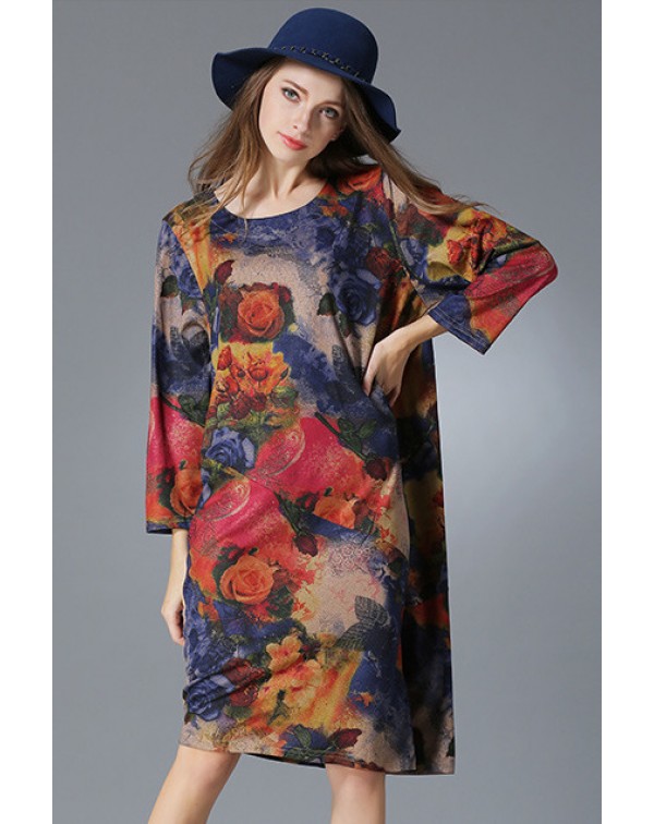 Oil Painting Floral Smock Dress