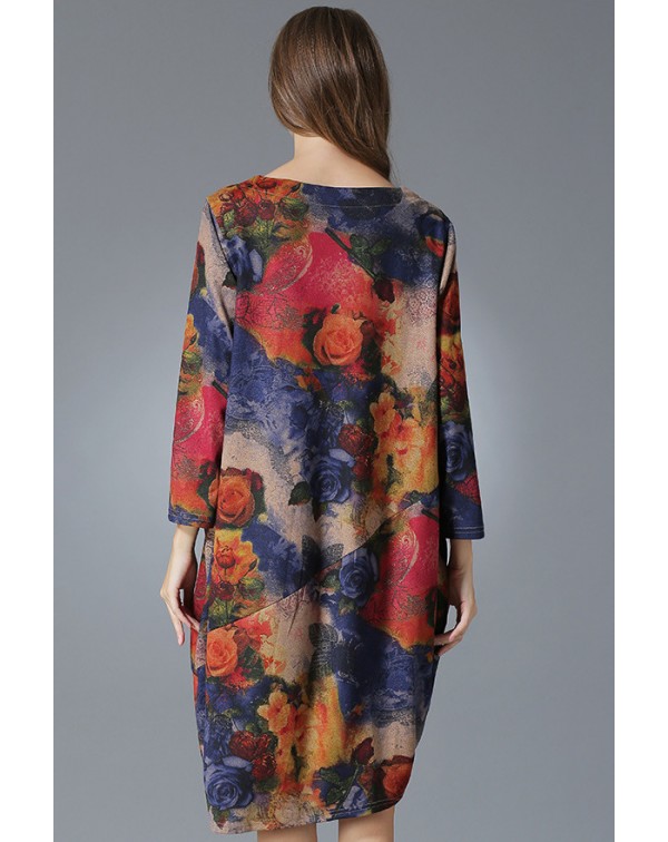 Oil Painting Floral Smock Dress