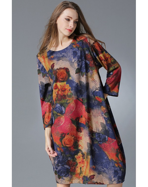 Oil Painting Floral Smock Dress