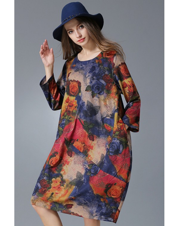 Oil Painting Floral Smock Dress