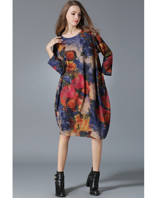 Oil Painting Floral Smock Dress