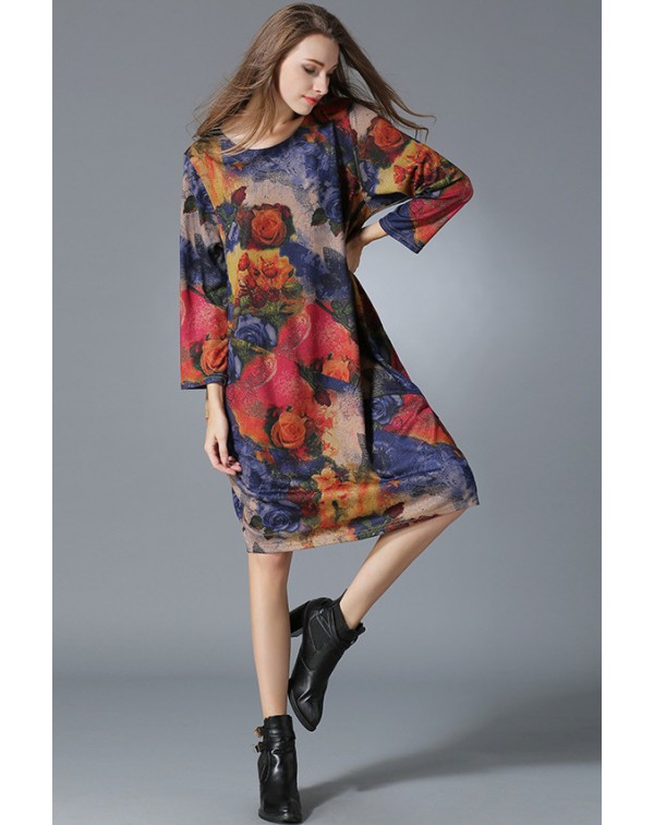 Oil Painting Floral Smock Dress