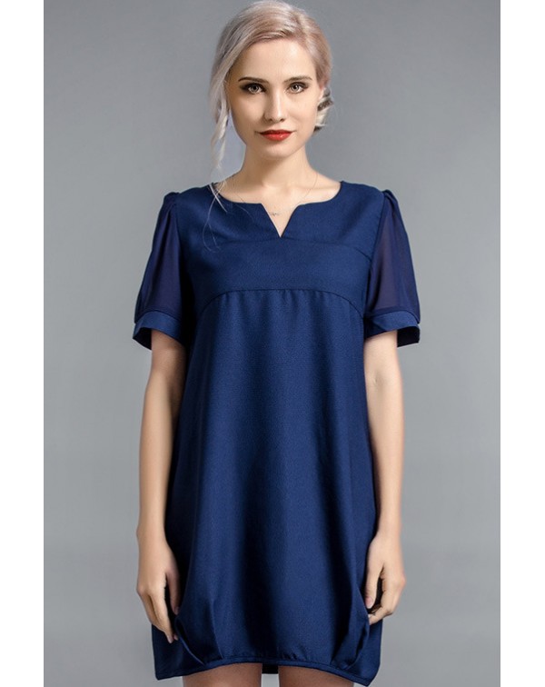 Dark Notch Neck Cocoon Dress