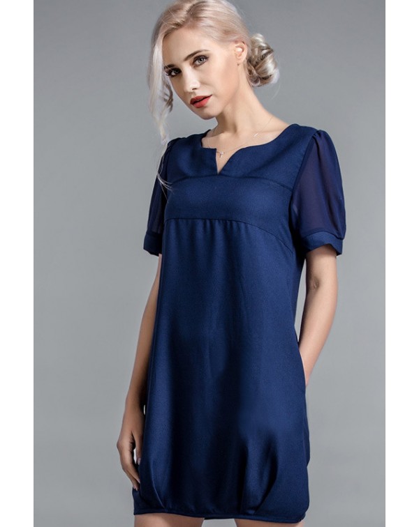 Dark Notch Neck Cocoon Dress