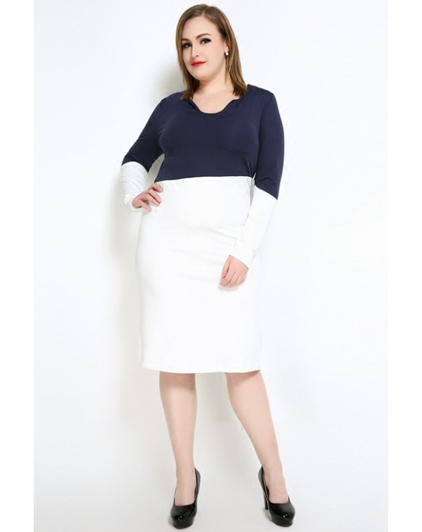 and White Color Block Dress