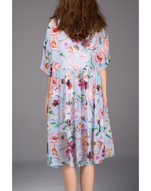 Light Floral Print Loose Dress