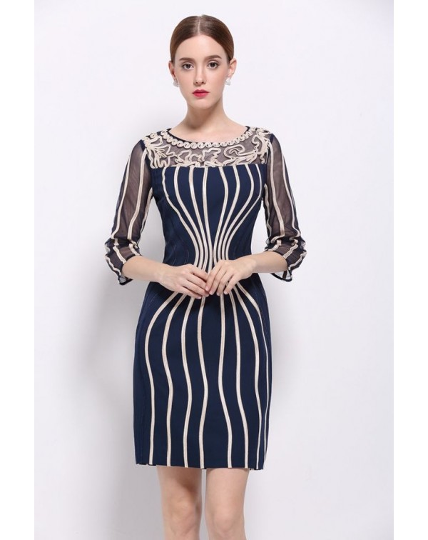 EmbroideStriped Dress