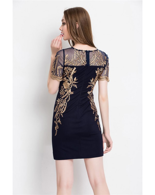 Dark Navy EmbroideMini Dress