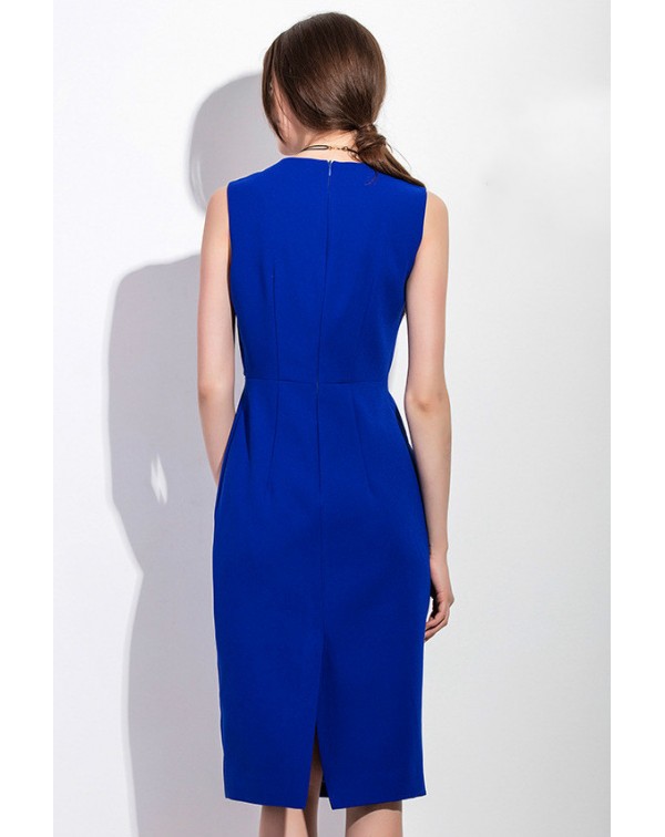 Royal Solid Color Sleeveless Dress