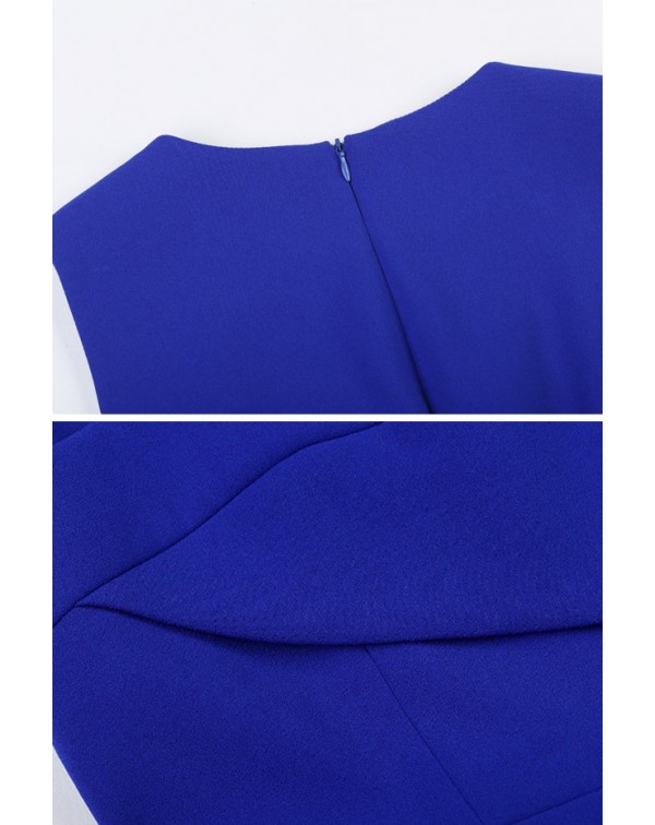 Royal Solid Color Sleeveless Dress