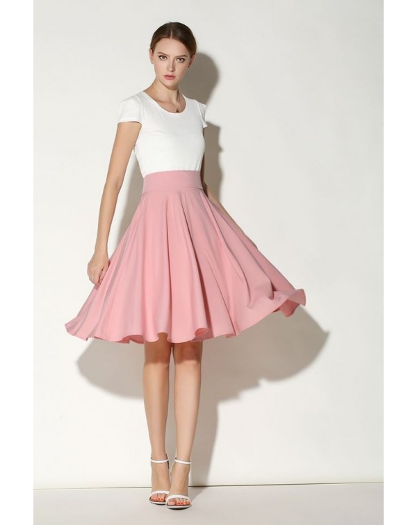 Solid Color Flare Skirt