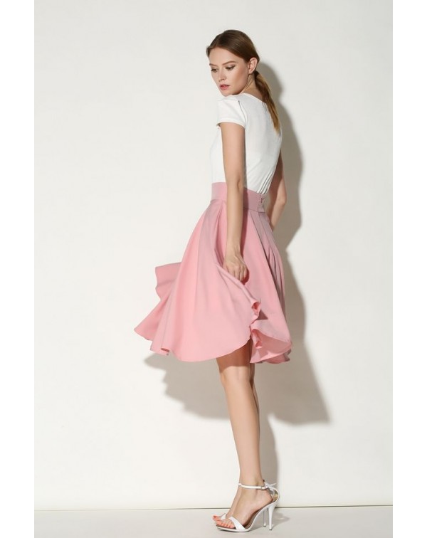 Solid Color Flare Skirt