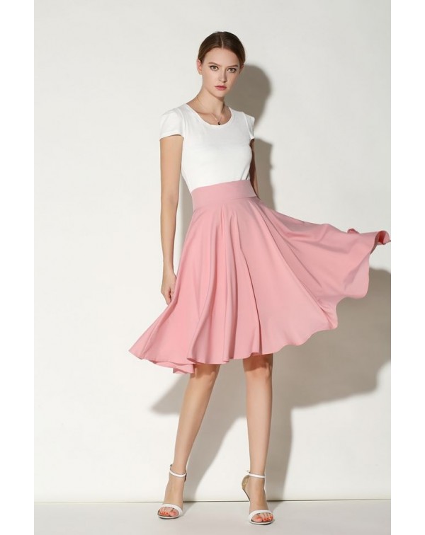 Solid Color Flare Skirt