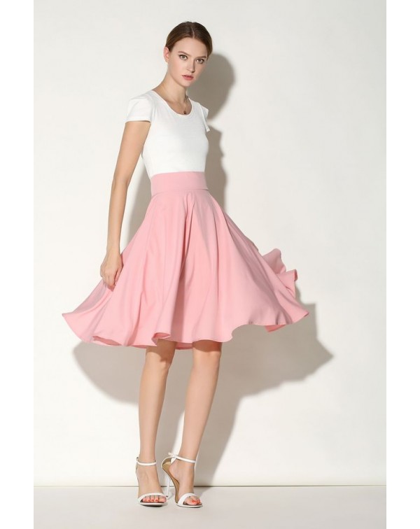 Solid Color Flare Skirt