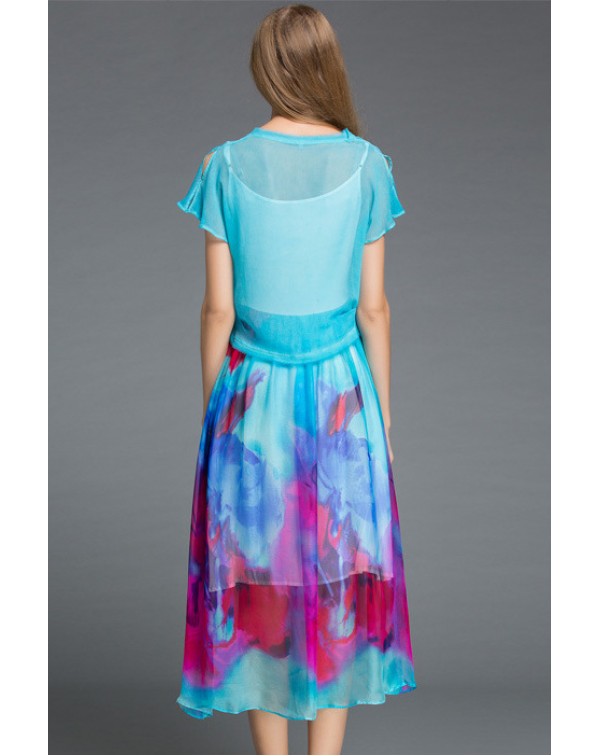 Tie Dyed Prnt Two Piece Dress