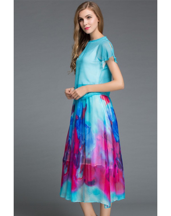 Tie Dyed Prnt Two Piece Dress