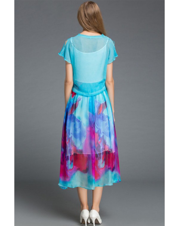 Tie Dyed Prnt Two Piece Dress