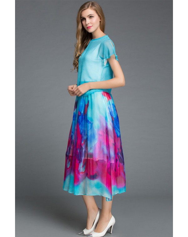 Tie Dyed Prnt Two Piece Dress