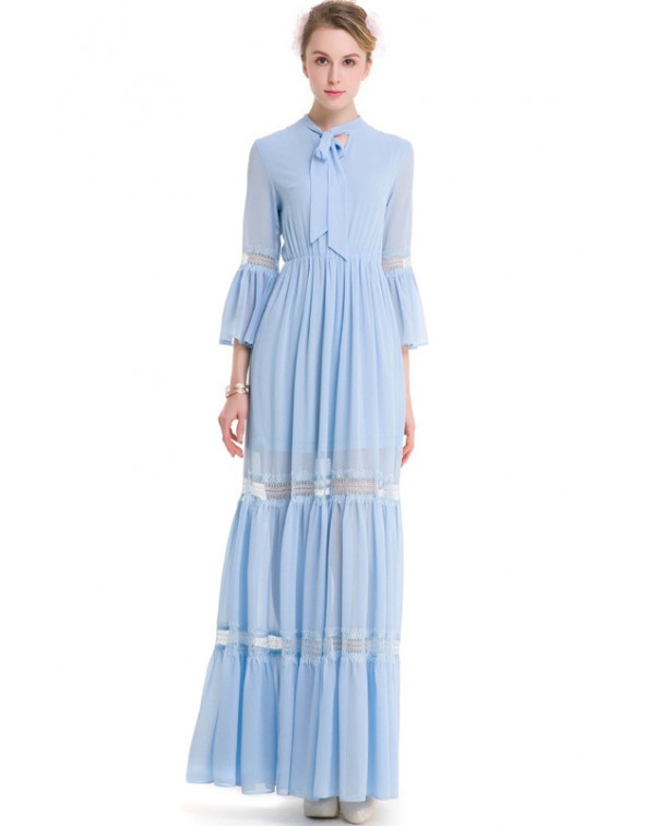 Bow Collar Maxi Dress