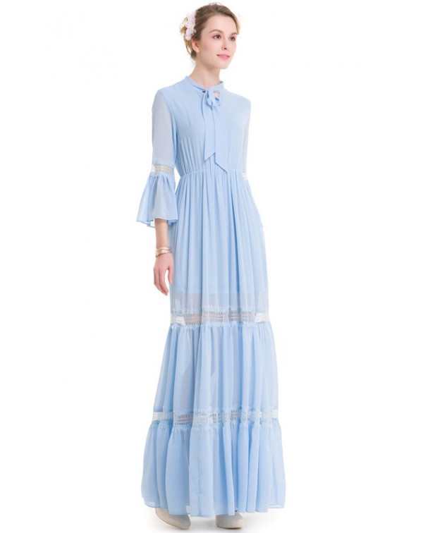 Bow Collar Maxi Dress