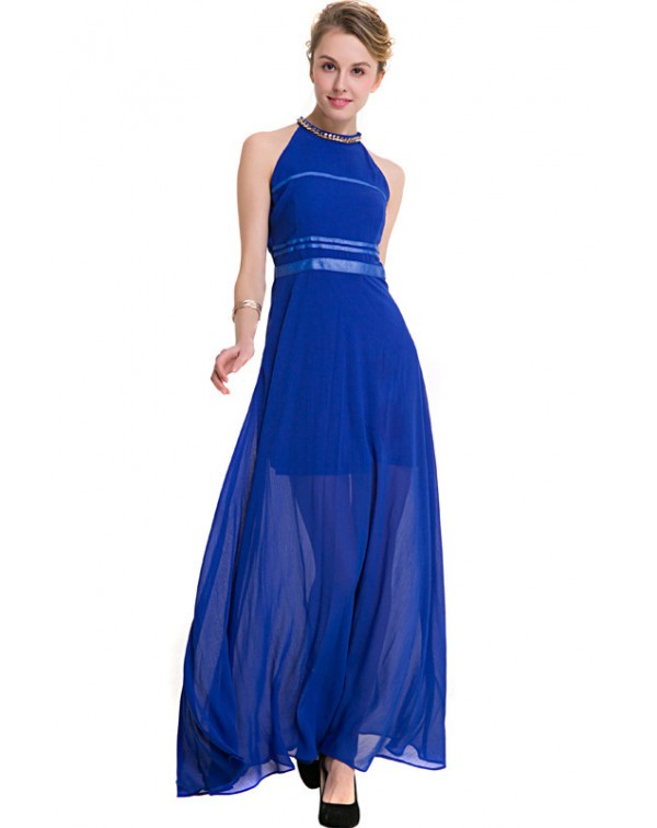 Royal Chiffon Maxi Dress