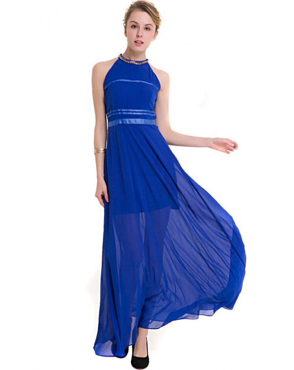 Royal Chiffon Maxi Dress