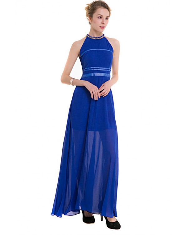 Royal Chiffon Maxi Dress