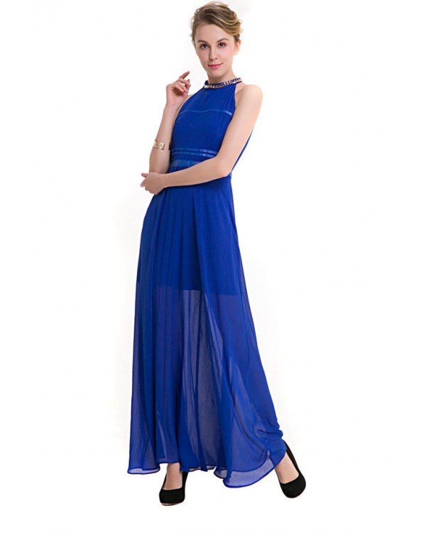 Royal Chiffon Maxi Dress