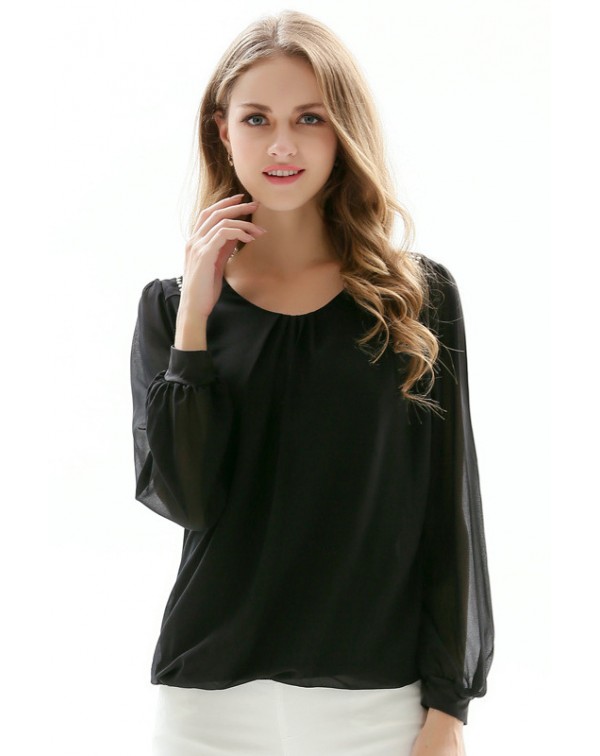 Long Sleeves Rhinestoned Blouse