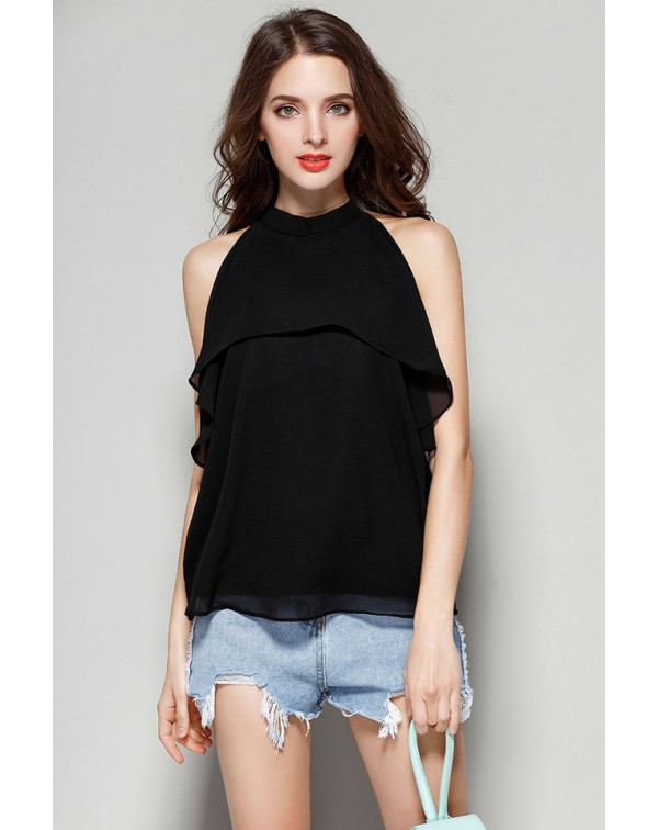 Plain Ruffles Chiffon Tops